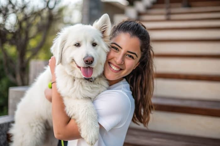A lady and her dog
